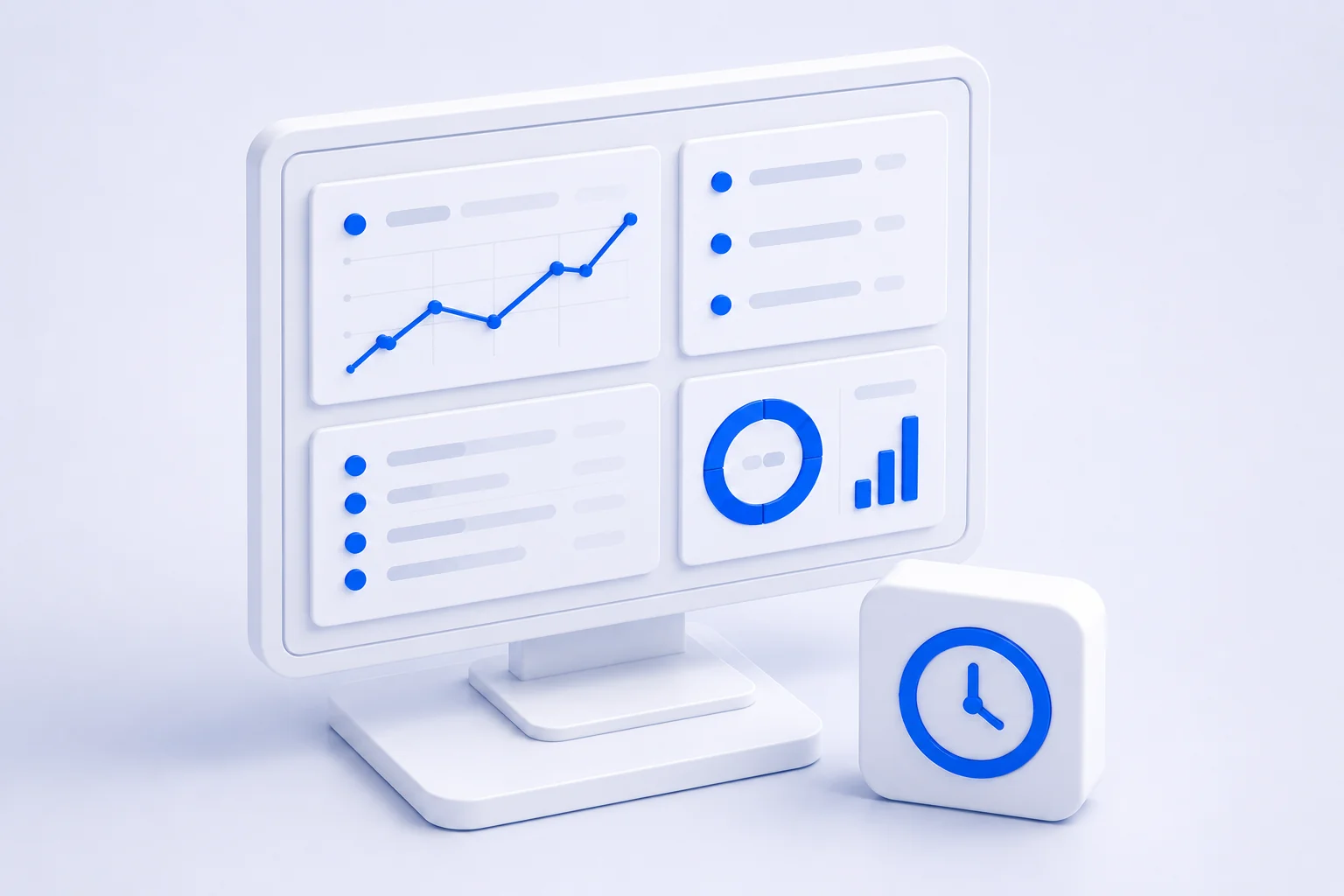 Dashboard mockup showing charts and metrics, representing the ongoing monitoring and measurement built into a production AI system's cost